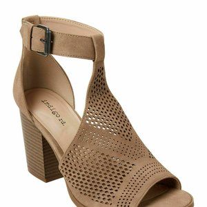 Indigo.Rd. Latte Priella Peep Toe Bootie Taupe